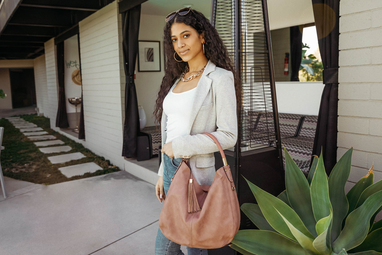 Sienna Concealed Carry Lock and Key Tassel Hobo Shoulder Bag