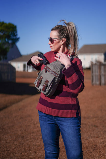 Shasta Unisex Canvas & Leather Concealed Carry Sling Bag