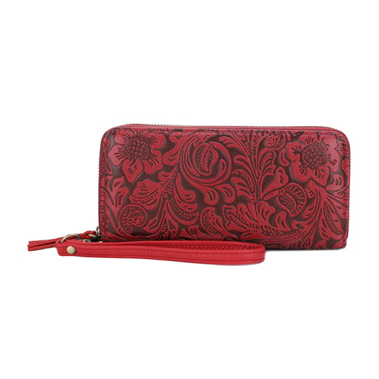 Filly Flora Embossed Wallet with Wrist Strap