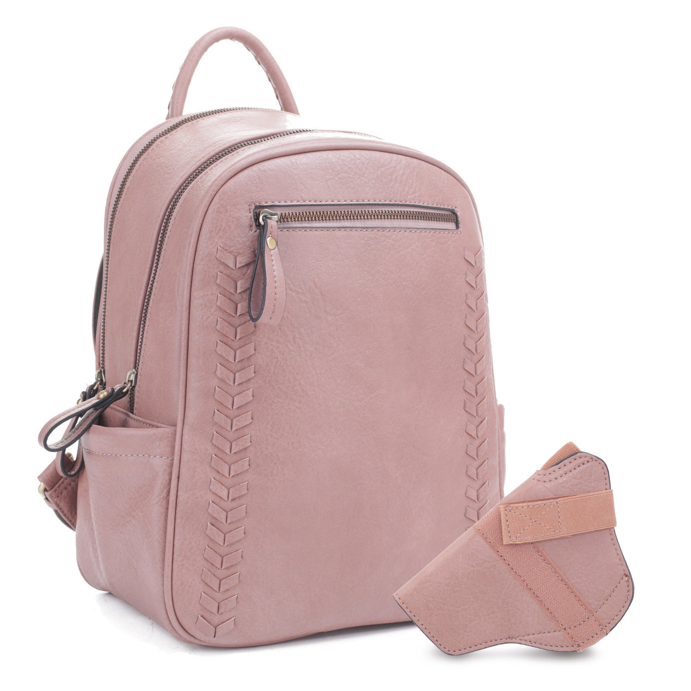 Classic Small Girlish Backpack In Light Pink Leather
