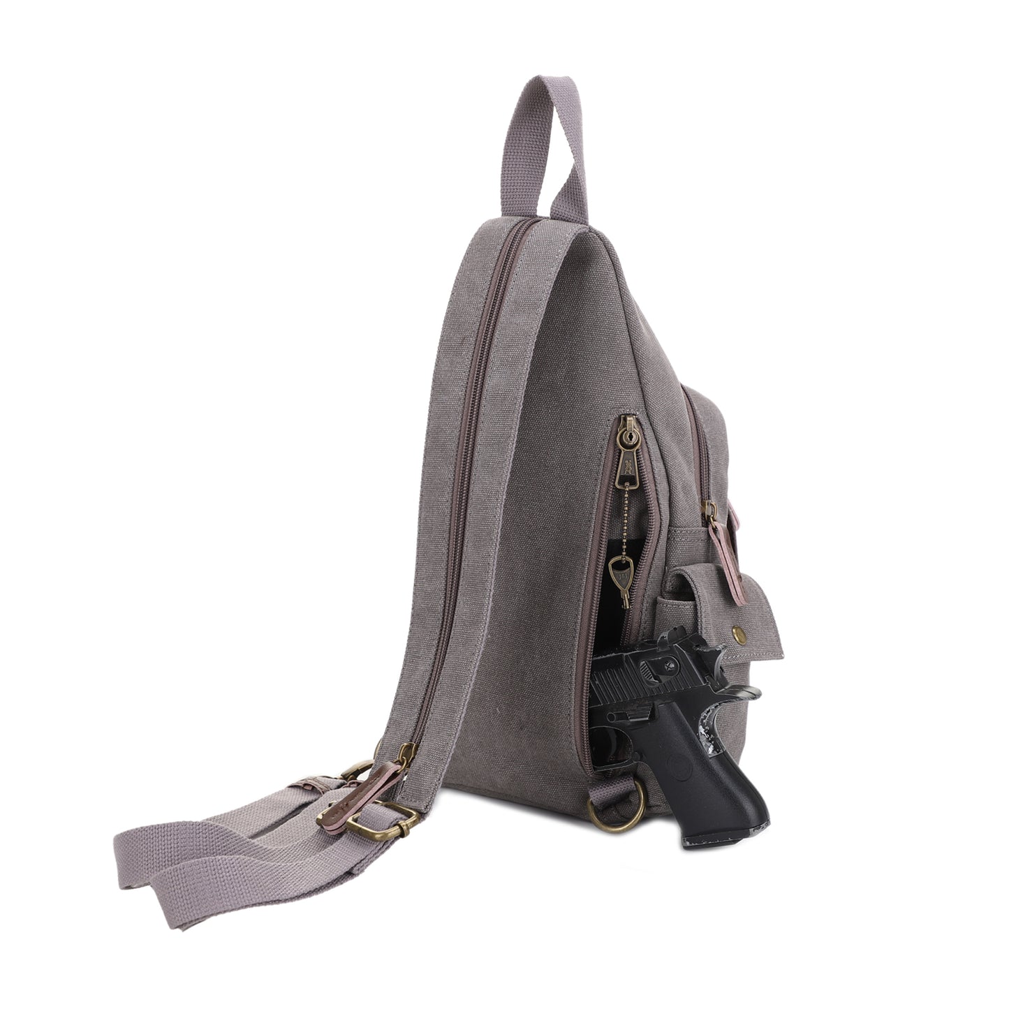 Shasta Unisex Canvas & Leather Concealed Carry Sling Bag